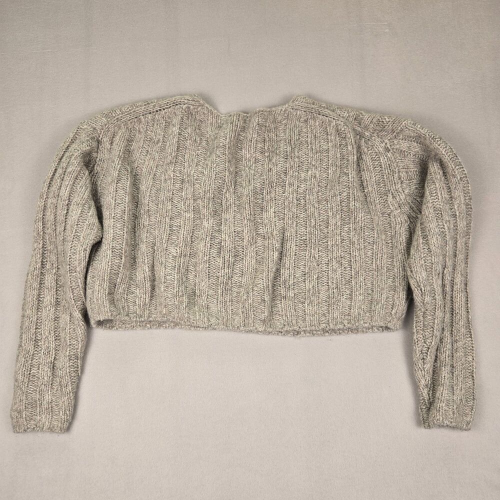 Zara Sweater Womens XSmall Beige Chunky Knit Wool Blend Cropped Oversized Boho - Picture 2 of 6